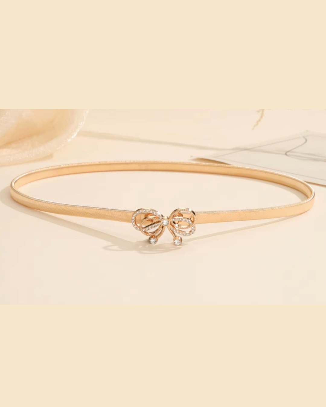 Adjustable Thin Elastic Waist Gold Belt