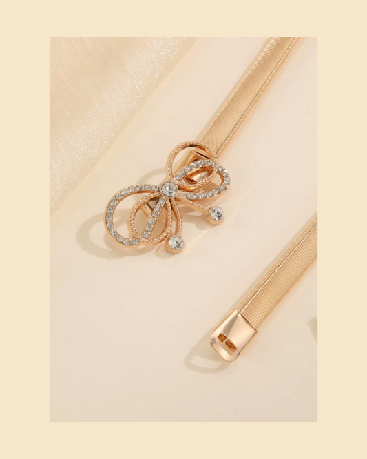 Adjustable Thin Elastic Waist Gold Belt